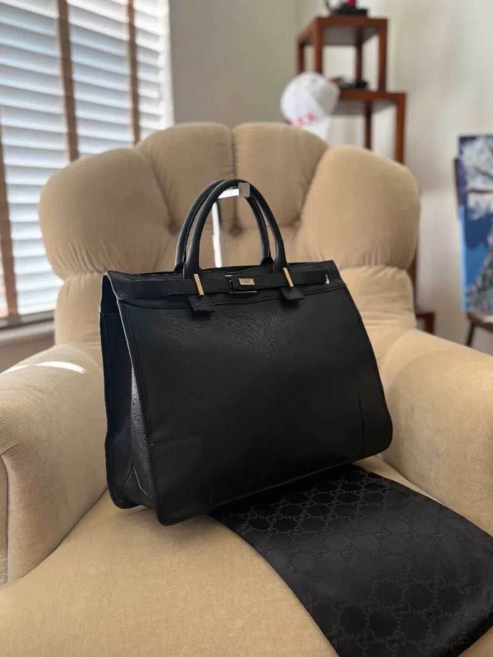 VTG Auth GUCCI Iconic Textured Leather 002-1090 Business Satchel Tote Bag